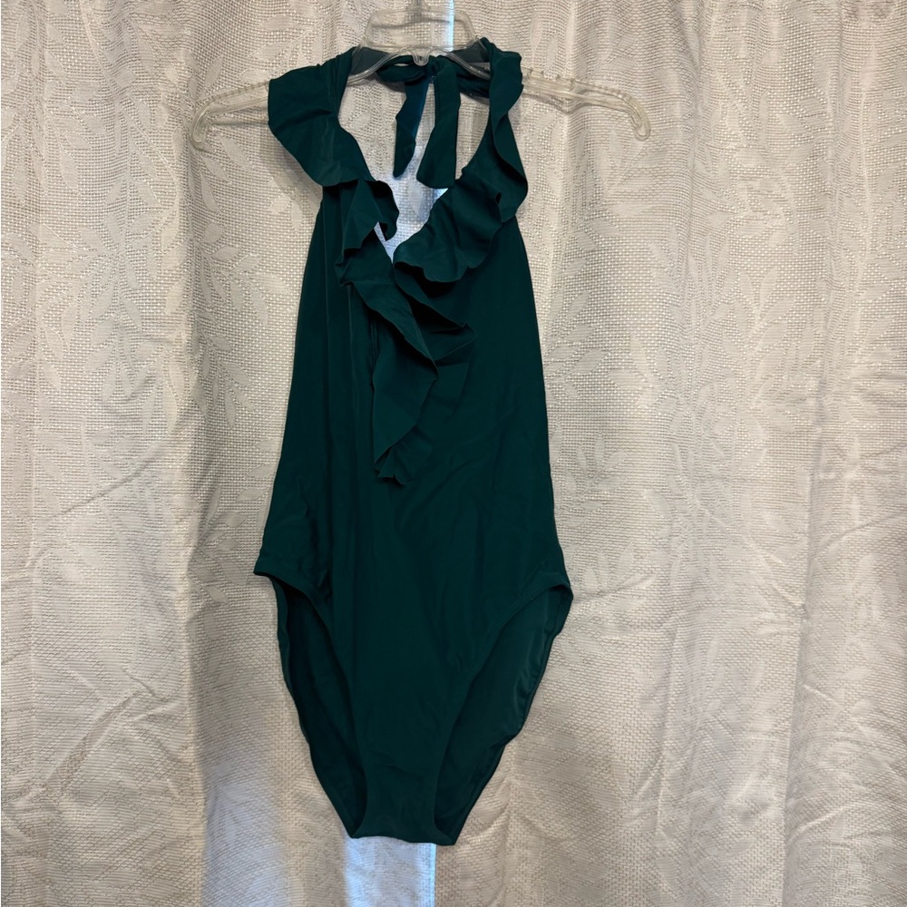 Bleu Rod Beattie Ruffled Green One Piece Swimsuit